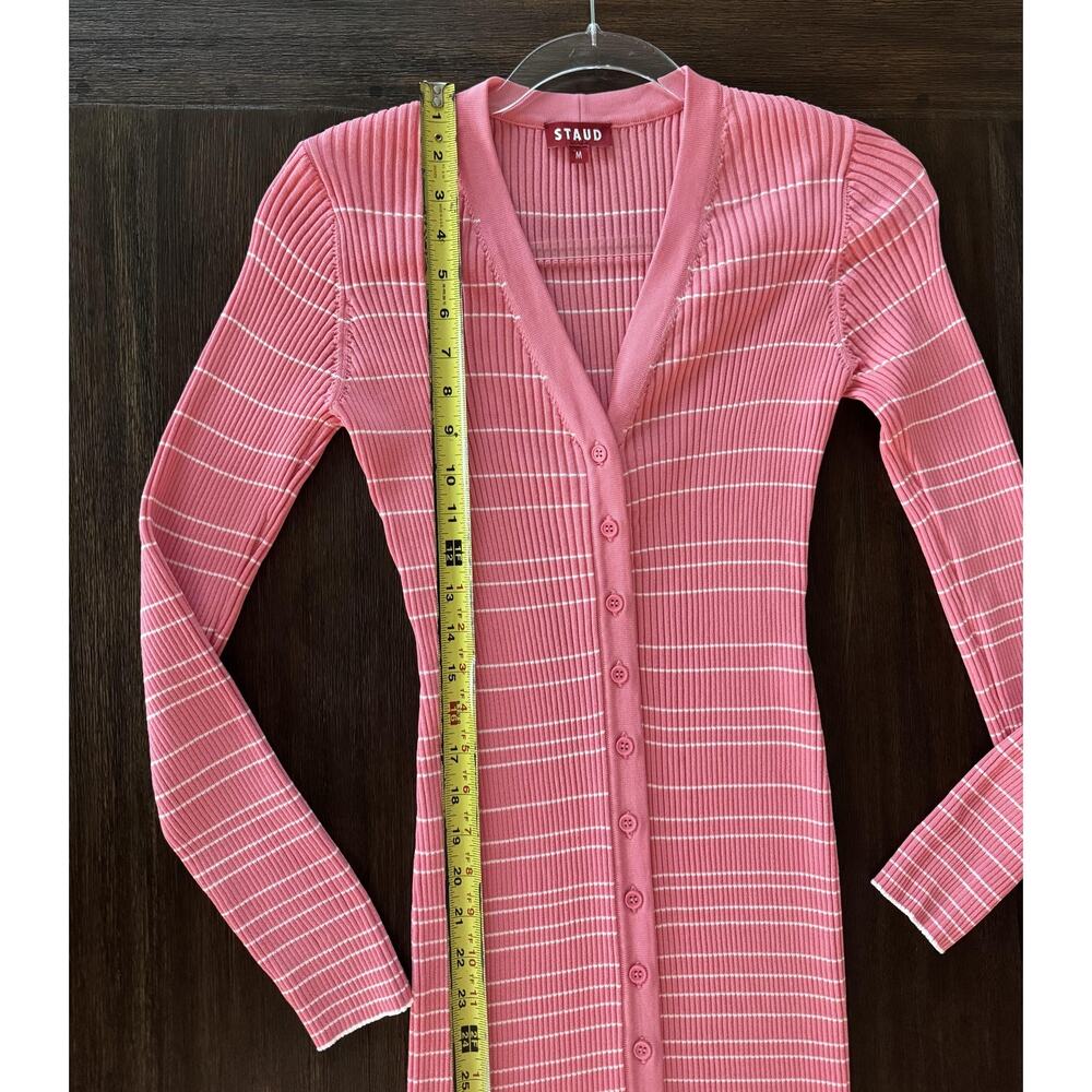 STAUD Shoko Sweater Dress Womens Medium Pink Striped Midi Ombre - Picture 9 of 12